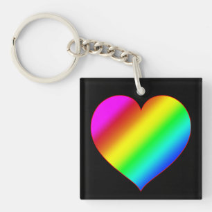 Porte-clés Cœur Coloré Arc-en-ciel Amour Couleur Vive