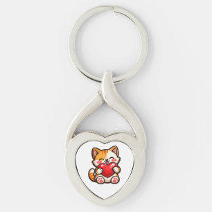 Porte-clés cœur de chat mignon – Chat Kawaii avec 