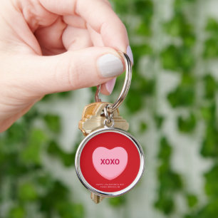 Porte-clés Coeur de conversation rose rouge XOXO Saint Valent