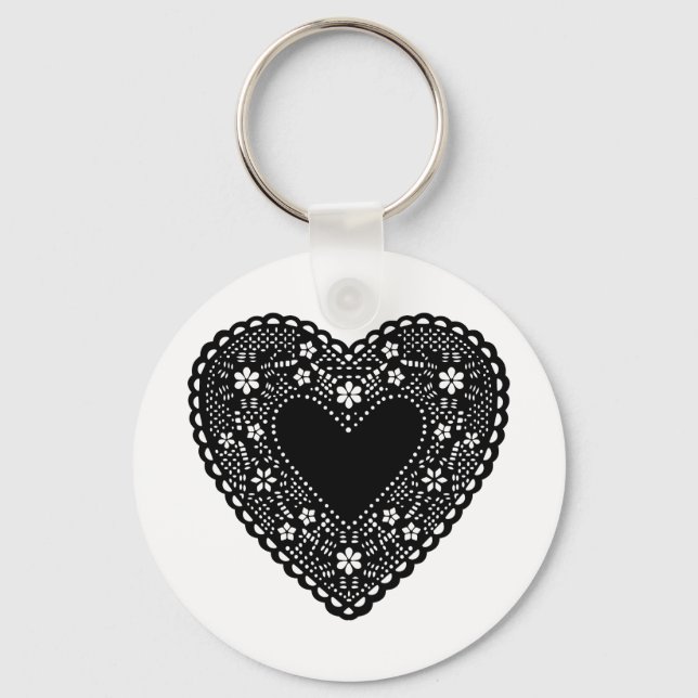 Porte-clés Coeur de dentelle noire (Recto)
