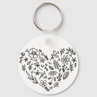 Porte-clés cœur de fleur, Fleur, Fleurs sauvages B
