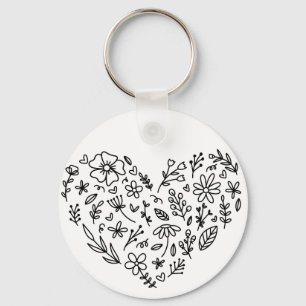 Porte-clés cœur de fleur, Fleur, Fleurs sauvages B