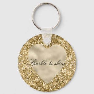 Porte-clés Coeur de la Parties scintillant d'or personnalisée