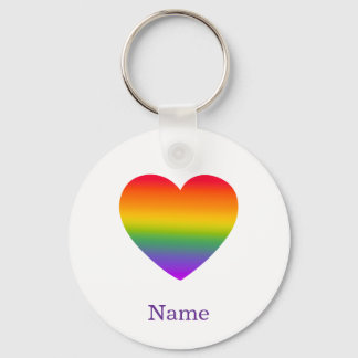 Porte-clés Cœur de ligne arc-en-ciel minimaliste - Art coloré