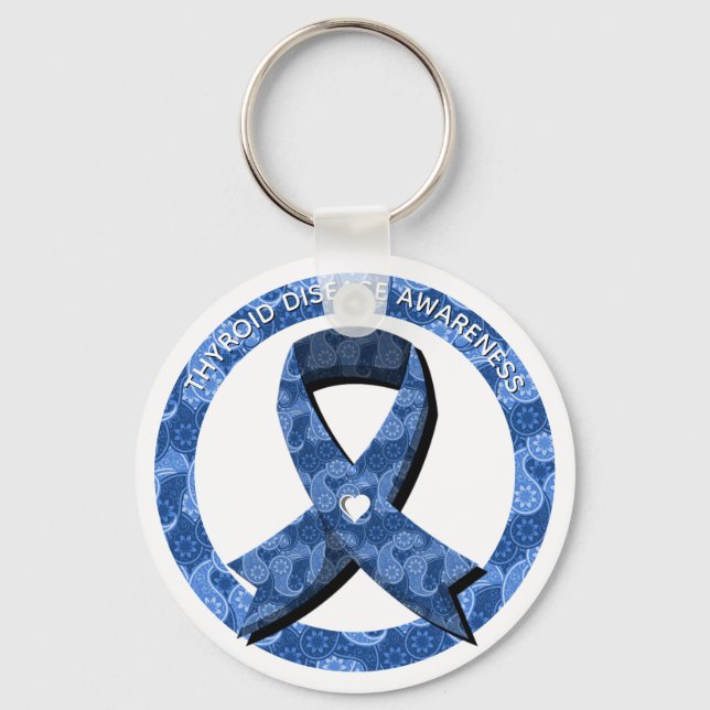 Porte-clés Coeur de sensibilisation Blue Paisley (Recto)