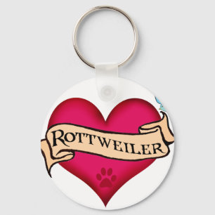 Porte-clés Coeur de tatouage de rottweiler