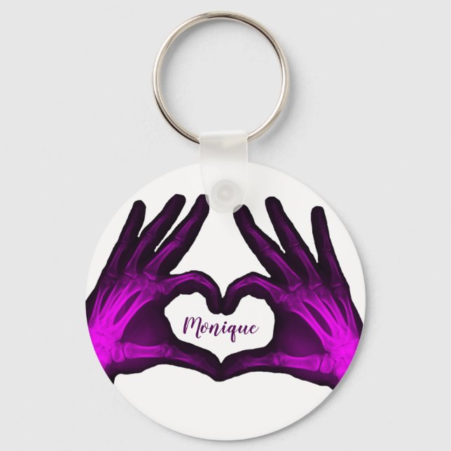 Porte-clés Coeur de Xray à la main violet (Recto)