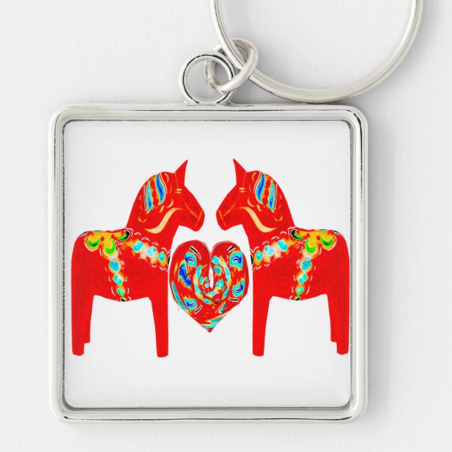 Porte-clés Coeur des chevaux W de Dala de Suédois (Devant)