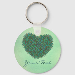 Porte-clés Coeur des plumes de paon