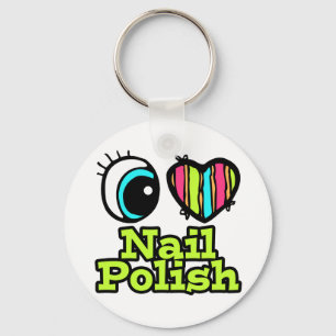 Porte-clés Coeur des yeux brillants J'aime ongle polonais