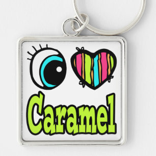 Porte-clés Coeur des yeux lumineux J'aime Caramel