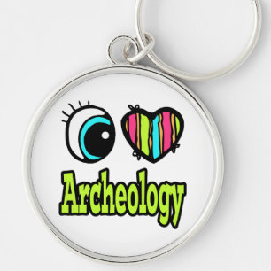 Porte-clés Coeur des yeux lumineux J'aime l'archéologie