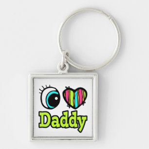 Porte-clés Coeur des yeux lumineux J'aime papa