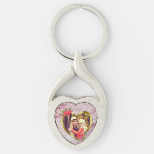 Porte-clés Cœur d'Or et Belles Roses Fleurs