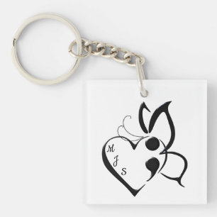 Porte-clés Coeur du demi-côlon du papillon de sensibilisation