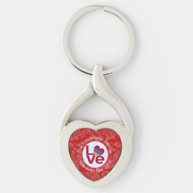 Porte-clés Coeur du drapeau arménien Amour rouge (Devant)