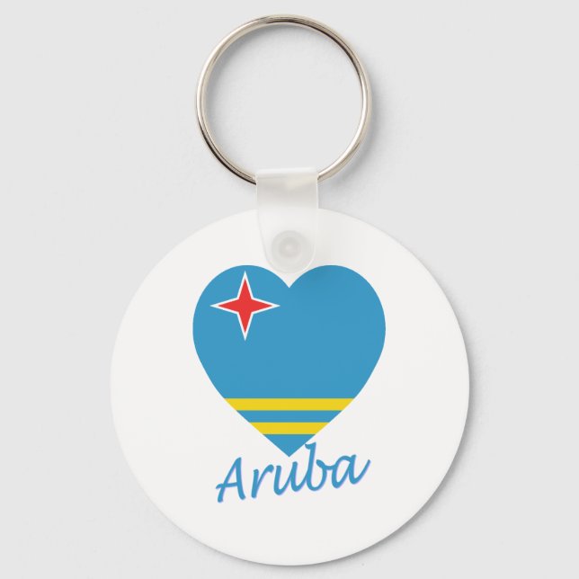 Porte-clés Coeur du drapeau d'Aruba (Recto)