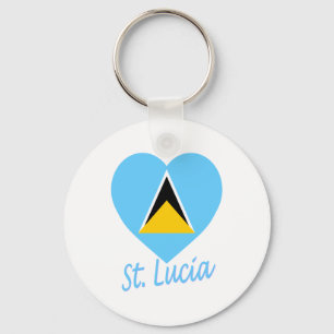 Porte-clés Coeur du drapeau de Sainte-Lucie