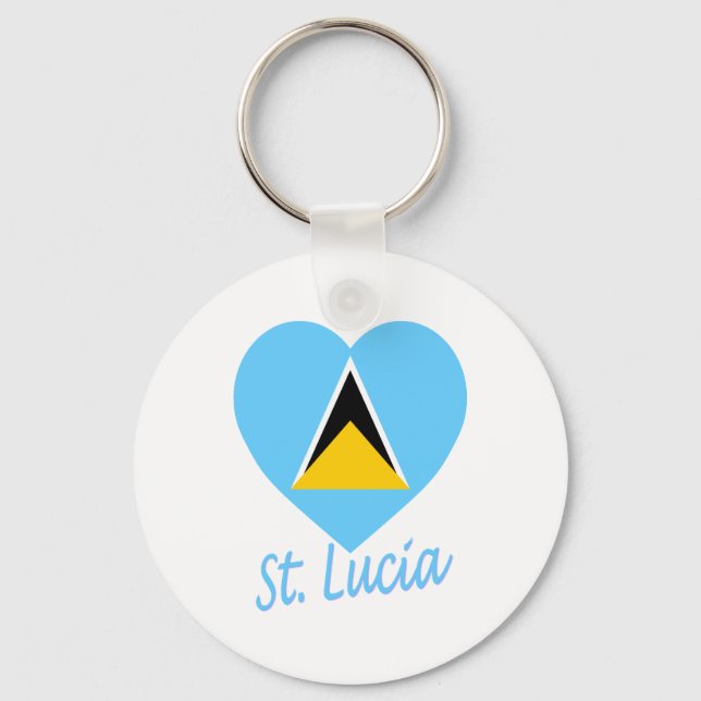Porte-clés Coeur du drapeau de Sainte-Lucie (Recto)