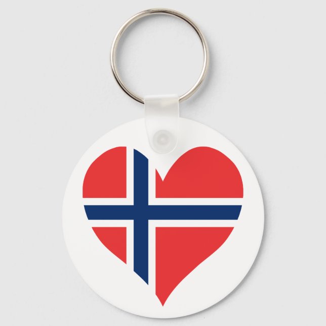 Porte-clés Coeur du drapeau norvégien (Recto)