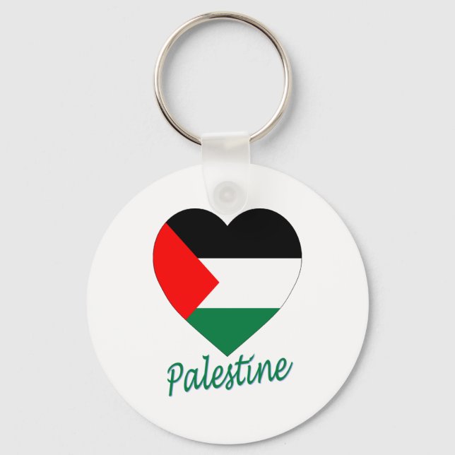Porte-clés Coeur du drapeau palestinien (Recto)