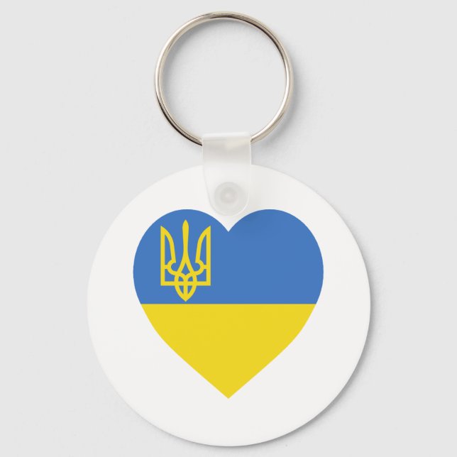 Porte-clés Coeur du drapeau ukrainien (Recto)