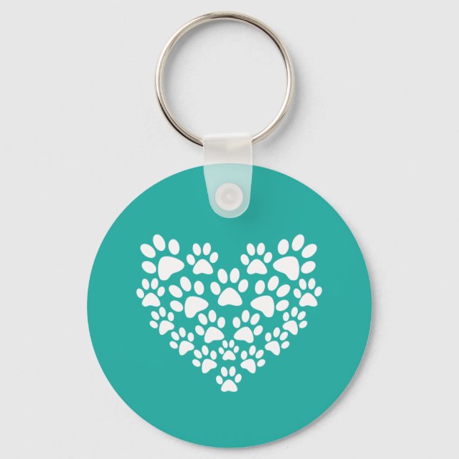 Porte-clés Coeur Empreinte de patte pour animal de compagnie  (Recto)