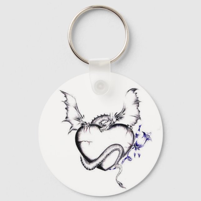 Porte-clés Coeur Et Dragon (Recto)