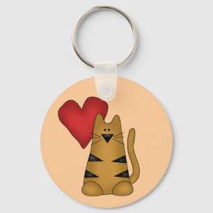 Porte-clés Coeur et T-shirts et cadeaux rayés de chat