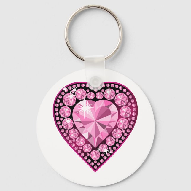 Porte-clés Coeur Gem Quartz Rose (Recto)