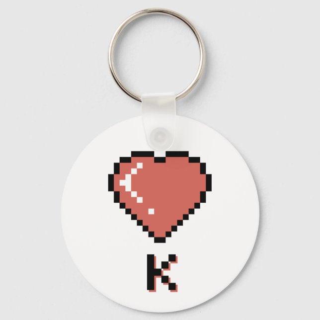 Porte-clés Coeur King contour noir (Recto)