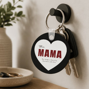 Porte-clés Cœur Maman Personnalisé Moderne