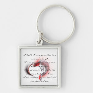 Porte-clés Coeur métallique avec sonnet de Shakespeare 18