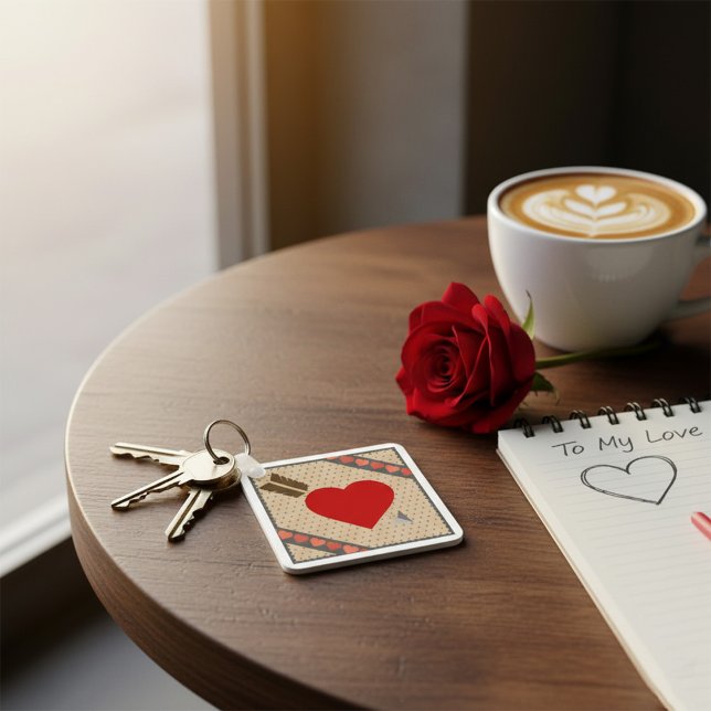 Porte-clés Coeur mignon avec flèche Romantique Valentines Mot (Créateur téléchargé)