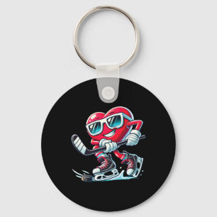 Porte-clés Coeur Mignon Jouant au Hockey sur Glace Saint-Vale