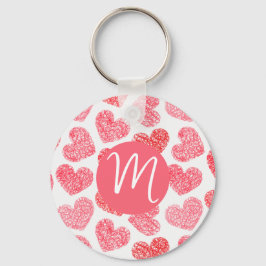 Porte-clés Coeur mignon rouge griffé Saint Valentin Monogramm
