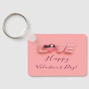 PORTE-CLÉS CŒUR MODERNE ROSE SAINT-VALENTIN