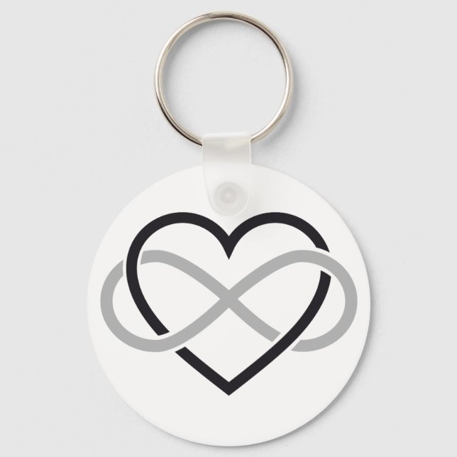 Porte-clés Coeur noir avec signe infini (Recto)