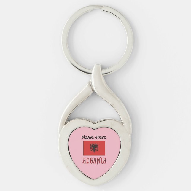 Porte-clés Coeur personnalisé Albanie et drapeau albanais (Devant)