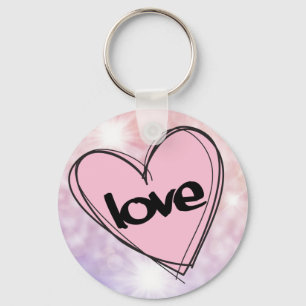 Porte-clés Coeur rose/Amour (lumières broches roses)