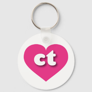 Porte-clés Coeur rose chaud Connecticut - J'aime