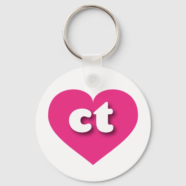 Porte-clés Coeur rose chaud Connecticut - J'aime (Recto)