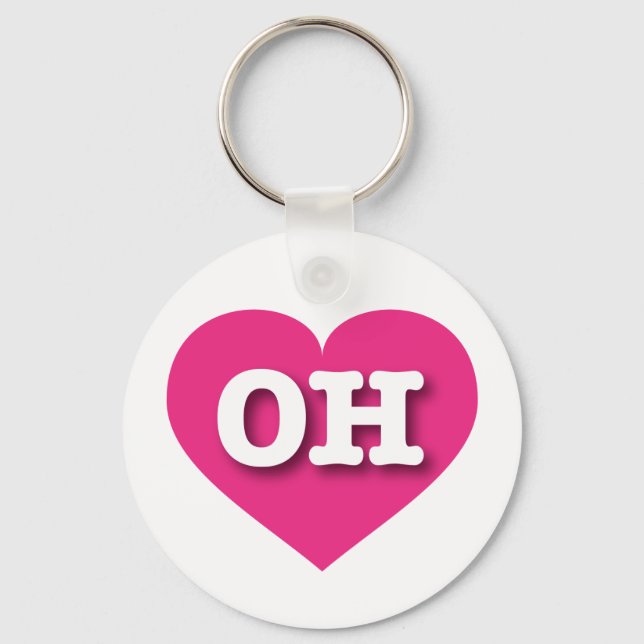 Porte-clés Coeur rose chaud de l'Ohio - J'aime OH (Recto)
