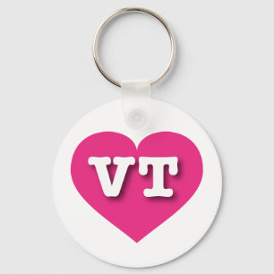 Porte-clés Coeur rose chaud du Vermont - J'aime VT