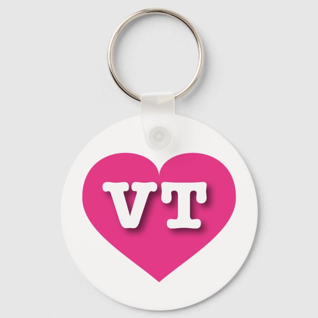Porte-clés Coeur rose chaud du Vermont - J'aime VT (Recto)