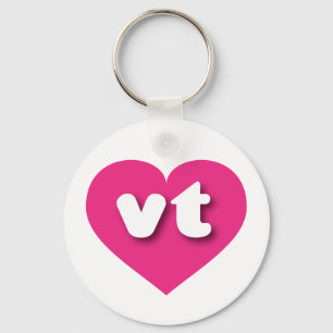 Porte-clés Coeur rose chaud du Vermont - J'aime vt