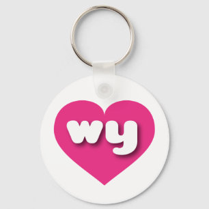 Porte-clés Coeur rose chaud du Wyoming - J'aime pourquoi