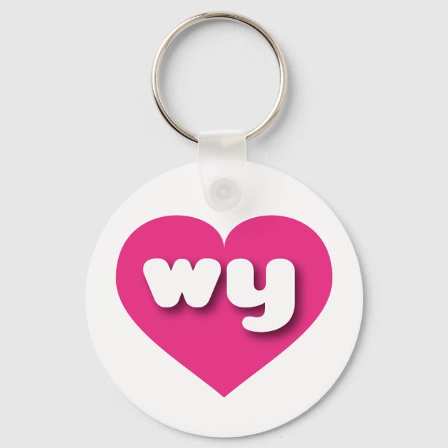 Porte-clés Coeur rose chaud du Wyoming - J'aime pourquoi (Recto)