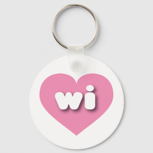 Porte-clés Coeur rose du Wisconsin - J'aime le wi