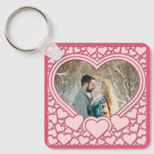 Porte-clés Cœur Rose Élégant Joyeuse Saint-Valentin Élégant